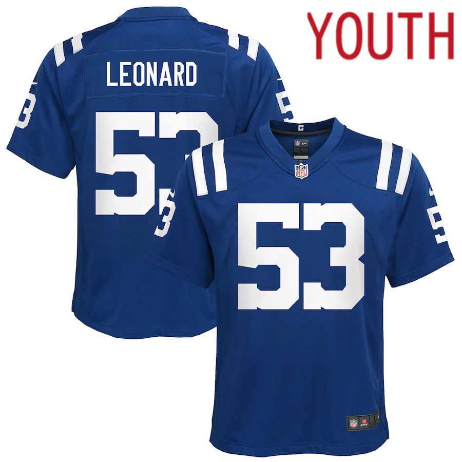 Youth Indianapolis Colts #53 Darius Leonard Nike Royal Game Player NFL Jersey